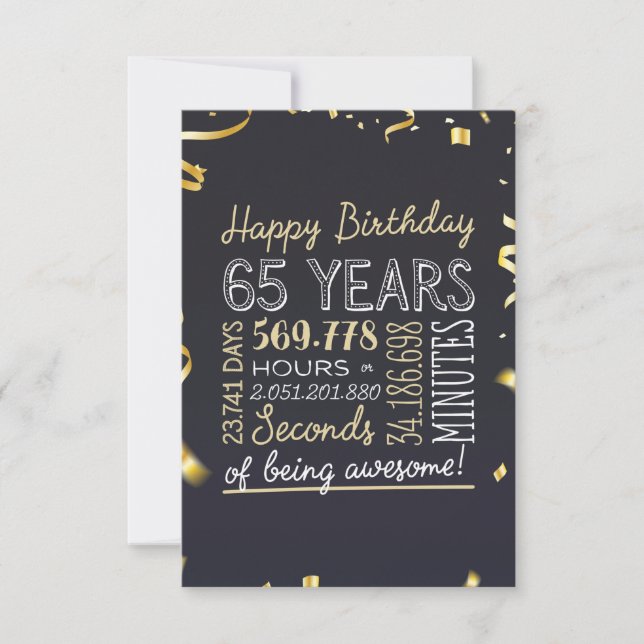 65th Birthday Card - 65 Years of being Awesome (Front)