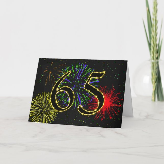 65th Birthday card with fireworks (Front)