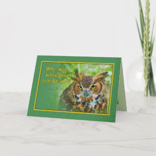 65th Birthday Card with Great Horned Owl