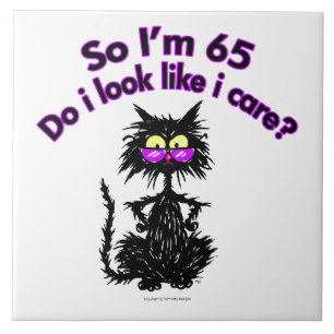 65th Birthday Cat Ceramic Tile