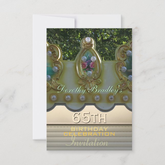 65th Birthday Celebration Carousel Custom Invite (Front)
