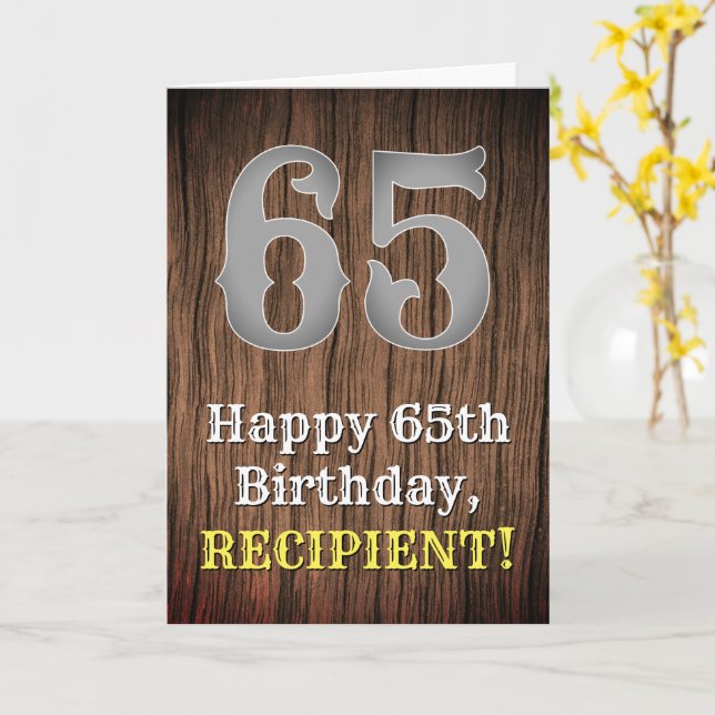 65th Birthday: Country Western Inspired Look, Name Card (Yellow Flower)