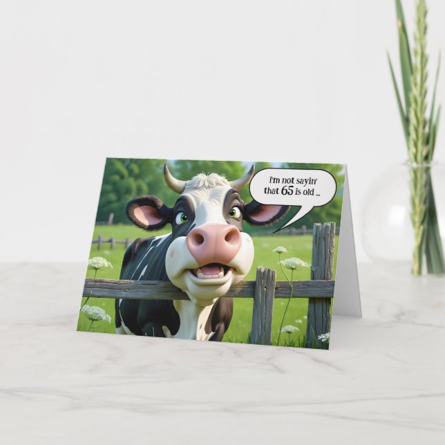 65th Birthday Cow Humour Card (Front)
