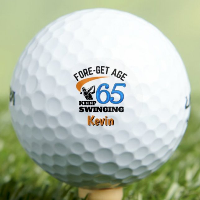 65th Birthday Coworker Gift Funny Blue Custom Golf Balls (Creator Uploaded)