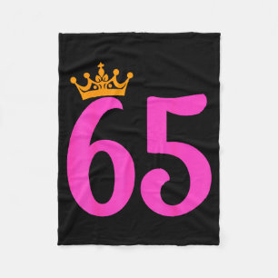 65th Birthday Crown 65 Years Old Birthday Party Fleece Blanket