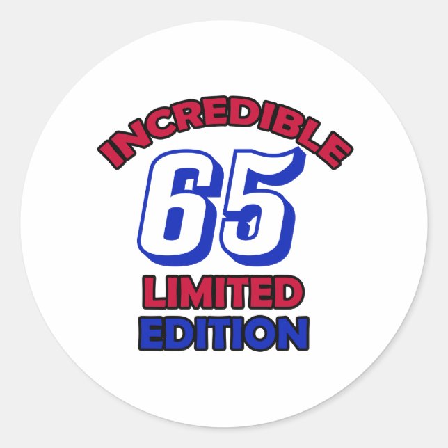 65th Birthday Design Classic Round Sticker (Front)