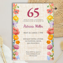 65th Birthday Elegant Floral Garden Party