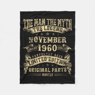 65th Birthday For Men Mythology Of November 1960 Fleece Blanket