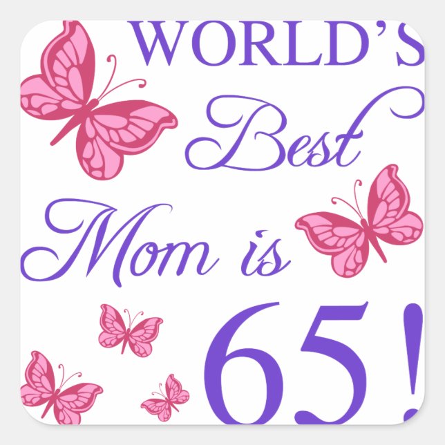 65th Birthday For Mum Square Sticker (Front)