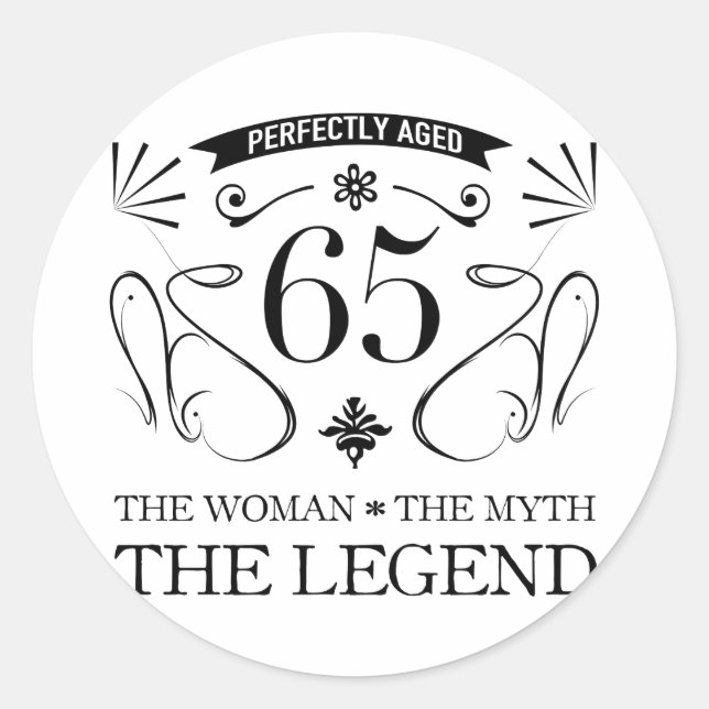 65th Birthday For Women Classic Round Sticker (Front)