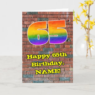 65th Birthday: Fun Graffiti-Inspired Rainbow 65 Card