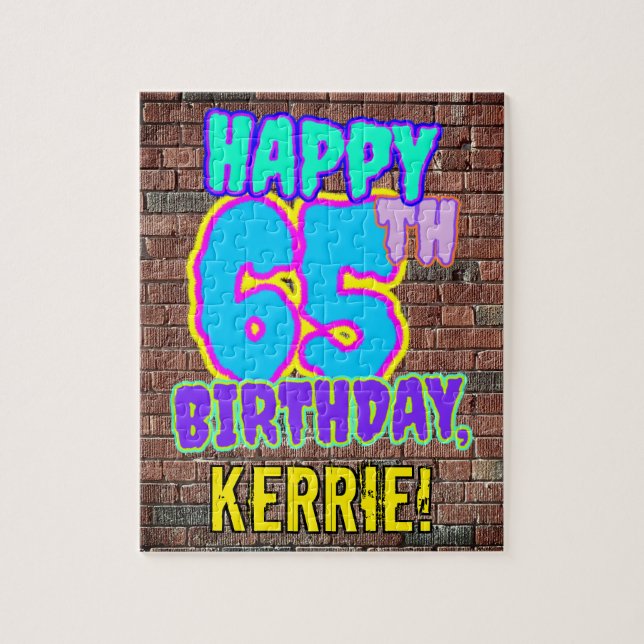 65th Birthday ~ Fun, Urban Graffiti Inspired Look Jigsaw Puzzle (Vertical)