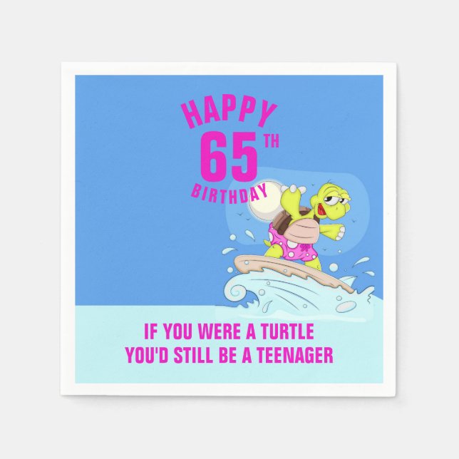 65th birthday funny quote turtle napkins (Front)