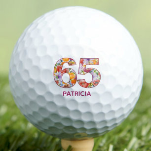 65th Birthday Gift Floral Number - 65 Years Sports Golf Balls