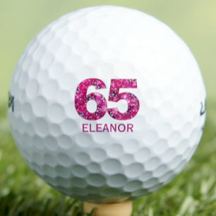 65th Birthday Gift for Grandma - Pink Floral 65 Golf Balls
