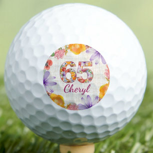 65th Birthday Gift for Wife Elegant Floral Custom Golf Balls