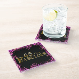 65th Birthday  Glass Coaster