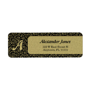 65th Birthday Gold and Black Number Pattern Return Address Label