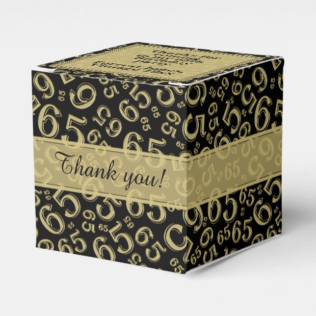 65th Birthday Gold/Black Collage Pattern Favour Box (Front Side)