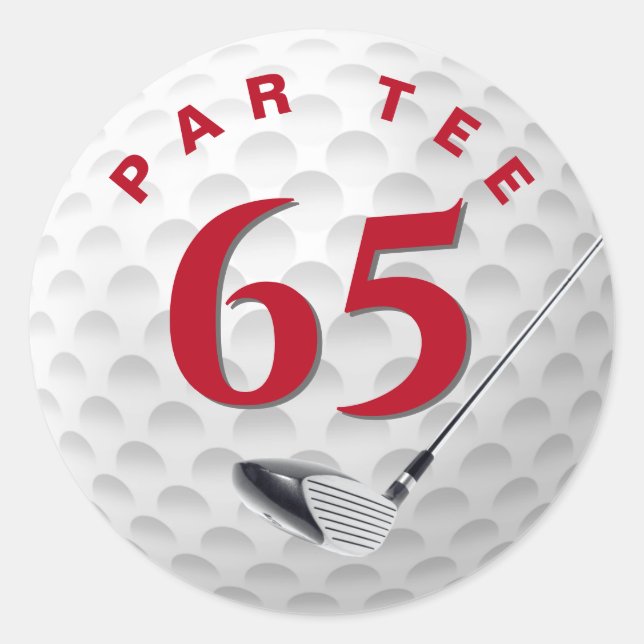 65th Birthday Golf Ball Classic Round Sticker (Front)