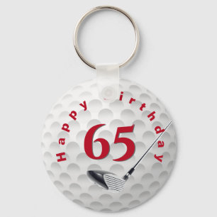 65th Birthday Golf Ball Key Ring