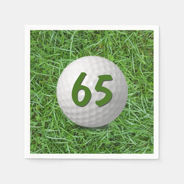 65th Birthday Golf Ball on Grass Napkin (Front)