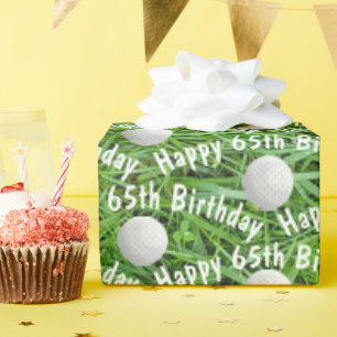 65th Birthday Golf Balls on Grass Wrapping Paper