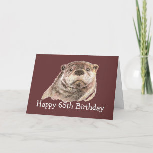 65th  Birthday Humour with Cute Watercolor Otter Card