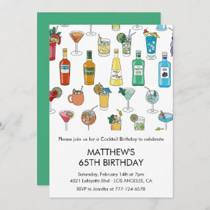 65th birthday invitations Cocktail Contemporary