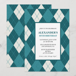 65th birthday invitations Men Vintage Blue