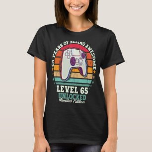 65th Birthday Level 65 Unlocked Gamer Vintage 1958 T-Shirt