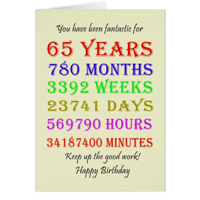 65th Birthday Milestones (Front)