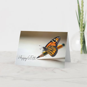 65th Birthday Monarch Butterfly On a Pencil Card
