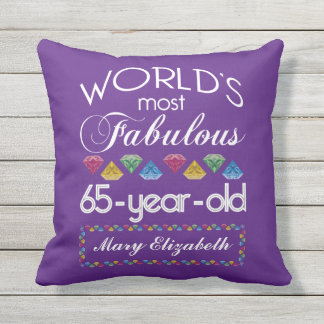 65th Birthday Most Fabulous Colourful Gems Purple Outdoor Cushion