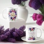 65th Birthday Mug – Floral Wreath with Gold Number<br><div class="desc">Celebrate 65 beautiful years with this elegant floral birthday mug! Featuring a stunning watercolor wreath of pink and violet flowers, lush green leaves, and a golden "65" at the centre, this mug makes a perfect gift for any grandmother, mother, aunt, or friend turning 65. Delicate yet vibrant, it’s ideal for...</div>