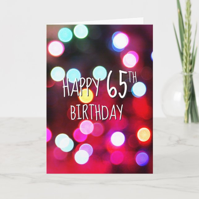65th Birthday Neon Party Lights Card (Front)