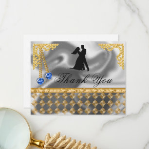 65th Birthday Party Blue Hearts Gem, Thank You