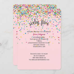 65th Birthday Party confetti Invitation