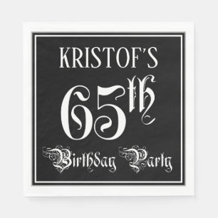 65th Birthday Party — Fancy Script + Custom Name Napkin