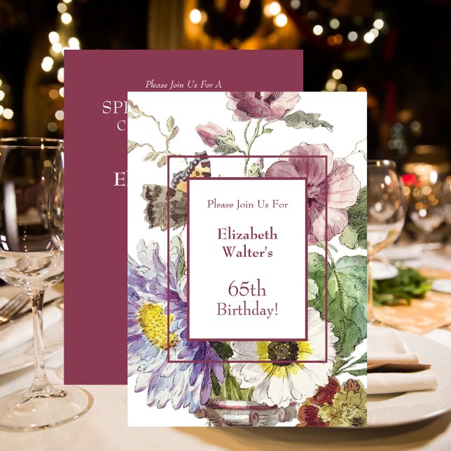 65th Birthday Party Floral Invitation (65th Birthday Party Floral Invitation)