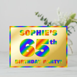 65th Birthday Party — Fun, Rainbow Spectrum “65”