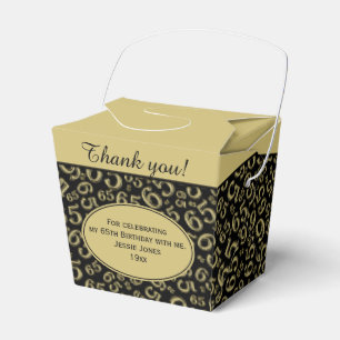 65th Birthday Party Gold/Black Number pattern Favour Box