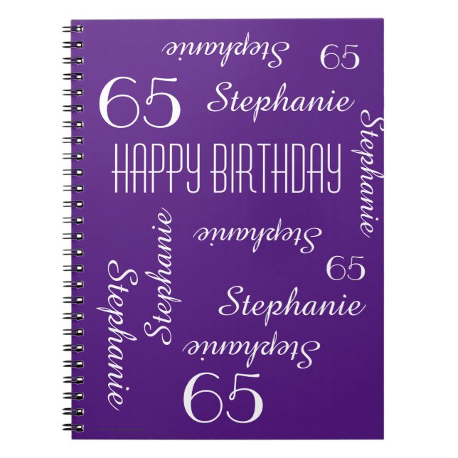 65th Birthday Party Guest Book, Repeating Names Notebook (Front)
