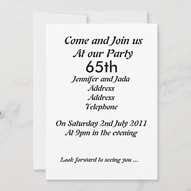 65th Birthday Party Invitation (Front)