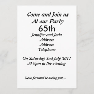 65th Birthday Party Invitation
