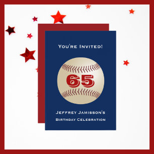 65th Birthday Party Invitation Baseball