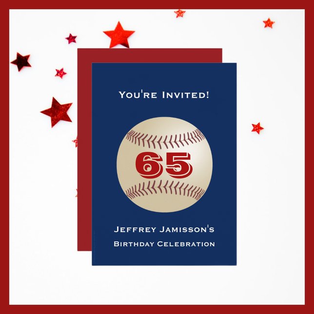 65th Birthday Party Invitation Baseball (Creator Uploaded)