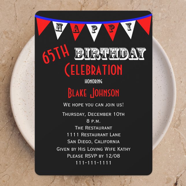65th Birthday Party Invitation Bunting (Creator Uploaded)