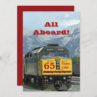 65th Birthday Party Invitation Railroad Train