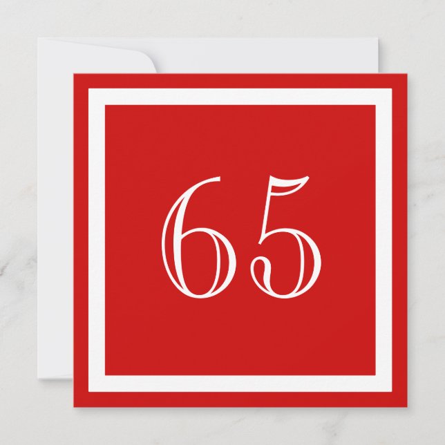 65th Birthday Party Invitation - Red (Front)
